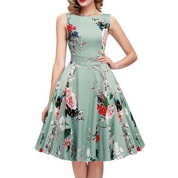 Grace Karin floral fit & flare sleeveless dress - Picture 1 of 7